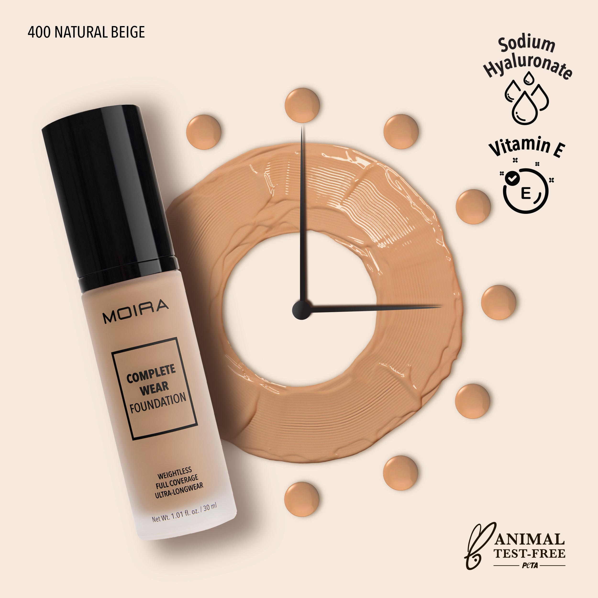 Moira Complete Wear Foundation 400 Natural Beige